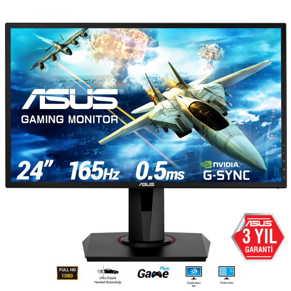 ASUS 24" VG248QG 165Hz 0.5ms DVI HDMI DP FreeSync ve G-Sync Uyumlu Gaming Monitör Outlet Pikselli Ürün