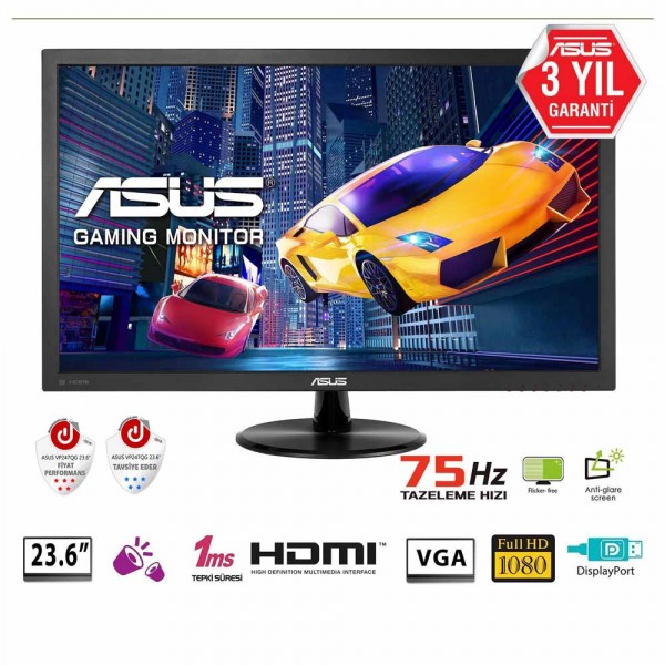 ASUS 23.6" VP247QG 75Hz 1ms VGA DP HDMI FHD Freesync Gaming Monitör Outlet Pikselli Ürün 2 Yıl garanti 1