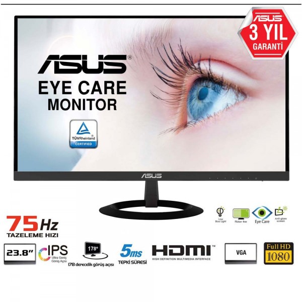 ASUS 23.8" VZ249HE 75Hz 5ms VGA HDMI FHD Monitör  Outlet Pikselli Ürün 2 Yıl garanti