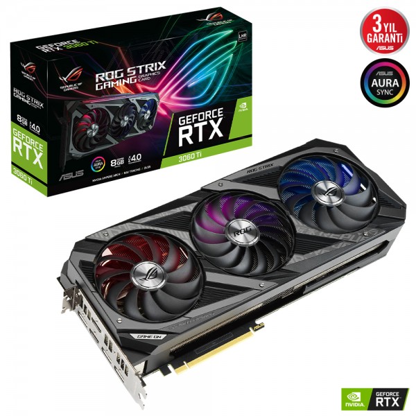 Asus GeForce RTX 3060 Ti Rog Strix V2 8G 8GB GDDR6 256 Bit Ekran Kartı (ROG-STRIX-RTX3060TI-8G-V2-GAMING) 1