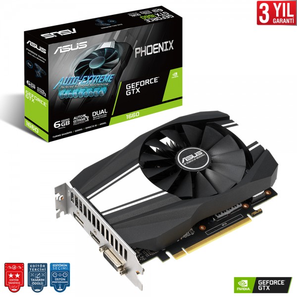 Asus Phoenix GeForce GTX 1660 PH-GTX1660-6G 6GB 192Bit GDDR5 DX12 Gaming Ekran Kartı 1