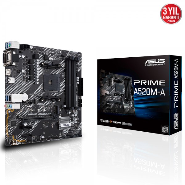 ASUS PRIME A520M-A 4800MHz(OC) DDR4 Soket AM4 M.2 HDMI DVI VGA mATX Anakart 1