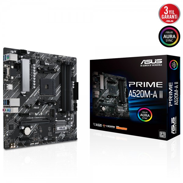 Asus Prime A520M-A II AMD A520 4800MHz (OC) DDR4 AM4 mATX Anakart 1