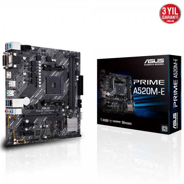 ASUS PRIME A520M-E 4600MHz(OC) DDR4 Soket AM4 M.2 HDMI DVI VGA mATX Anakart 1