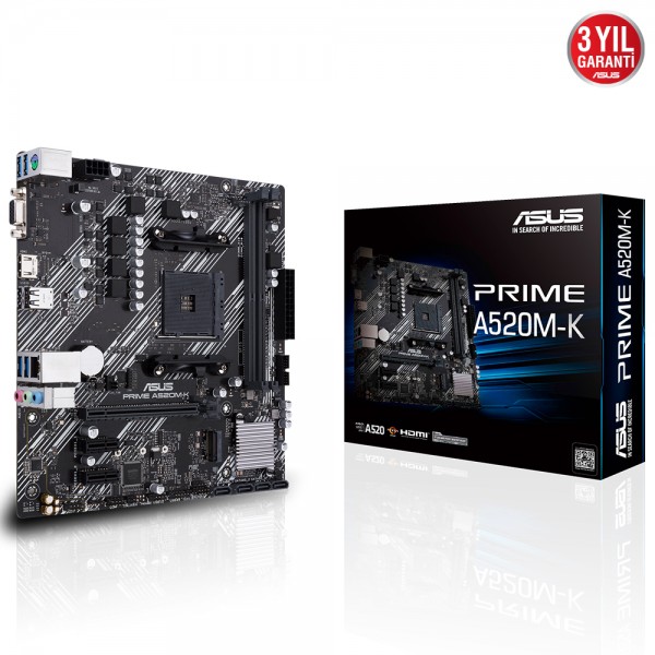 ASUS PRIME A520M-K 4600MHz(OC) DDR4 Soket AM4 M.2 HDMI VGA mATX Anakart 1