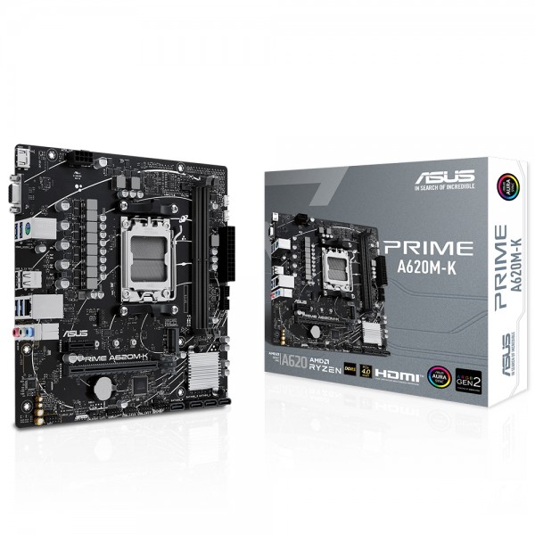 ASUS PRIME A620M-K A620 AM5 DDR5 6400MHz AURA RGB mATX Anakart 1