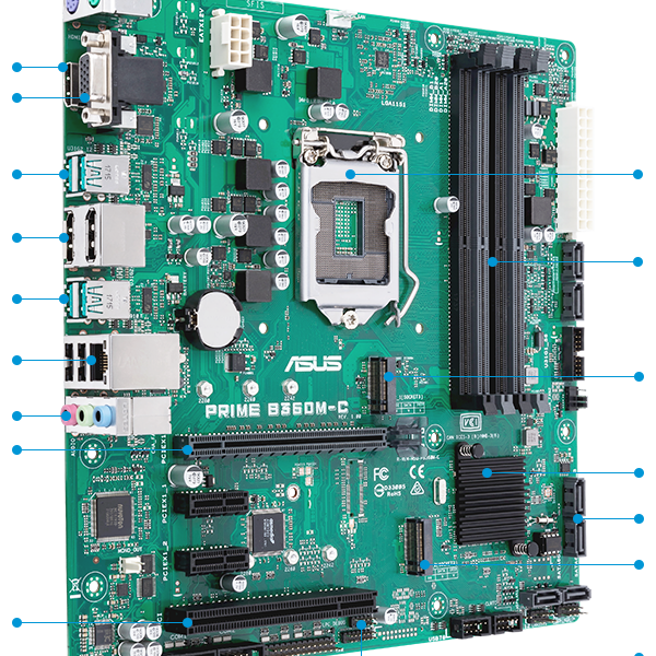 ASUS PRIME B360M-C/CSM INTEL B360 LGA1151 DDR4 2666 DP HDMI VGA M2 USB3.1 PCI MATX ÜCRETSİZ UZAKTAN YÖNETİM YAZILIMI 2