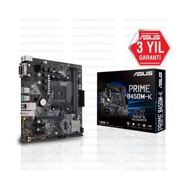 ASUS Prime B450M-K AMD B450 AM4 DDR4 4400 Mhz mATX Anakart