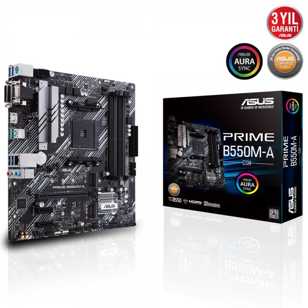ASUS Prime B550M-A/CSM AMD B550 Soket AM4 DDR4 4800(OC)MHz mATX Anakart