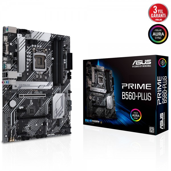 Asus Prime B560-Plus Intel B560 Soket 1200 DDR4 4600(OC)MHz ATX Gaming Anakart 1