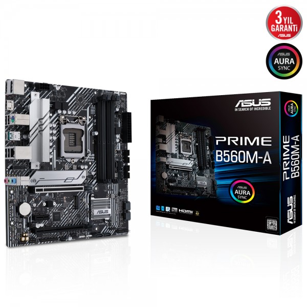 Asus Prime B560M-A Intel B560 Soket 1200 DDR4 5000(OC)MHz mATX Gaming Anakart