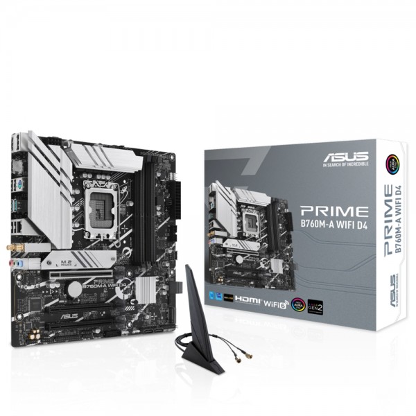 ASUS PRIME B760M-A WIFI D4 5333MHz (OC) DDR4 Soket 1700 M.2 HDMI DP mATX Anakart
