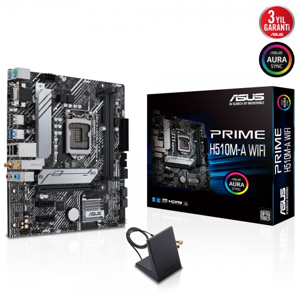 Asus Prime H510M-A WIFI Intel H510 Soket 1200 DDR4 3200(OC)MHz mATX Gaming Anakart