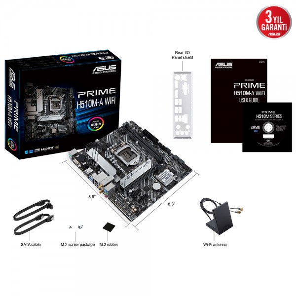 Asus Prime H510M-A WIFI Intel H510 Soket 1200 DDR4 3200(OC)MHz mATX Gaming Anakart 5