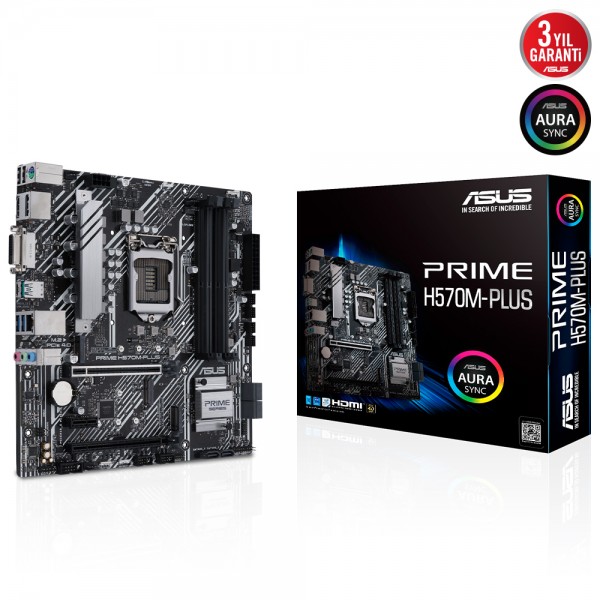 Asus Prime H570M-PLUS Intel H570 Soket 1200 DDR4 4600(OC)MHz mATX Gaming Anakart 1