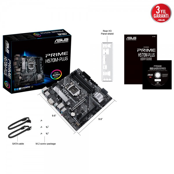 Asus Prime H570M-PLUS Intel H570 Soket 1200 DDR4 4600(OC)MHz mATX Gaming Anakart 5