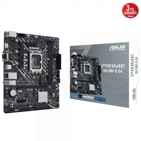 ASUS PRIME H610M-D D4 INTEL H610 LGA1700 DDR4 3200 mATX Anakart 1