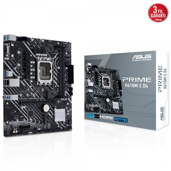 ASUS PRIME H610M-E D4 INTEL H610 SOKET 1700 DDR4 3200MHz mATX GAMING ANAKART