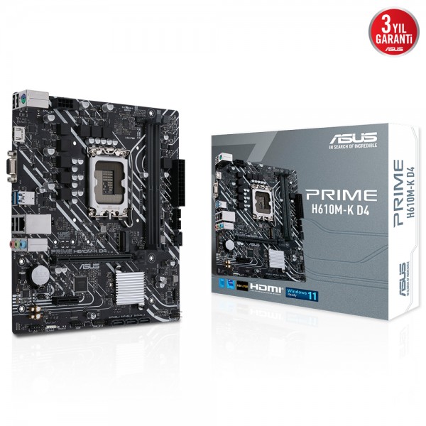 ASUS PRIME H610M-K D4 Intel LGA1700 DDR4 Micro ATX Anakart 1