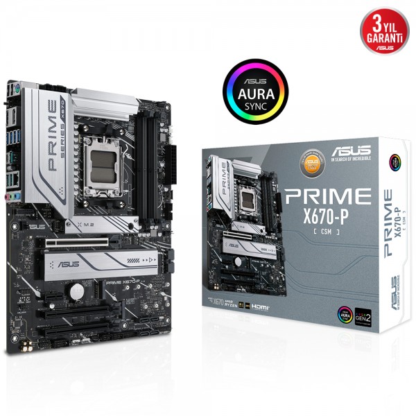 ASUS PRIME X670-P-CSM AM5 DDR5 6400MHz AURA RGB  ATX Anakart