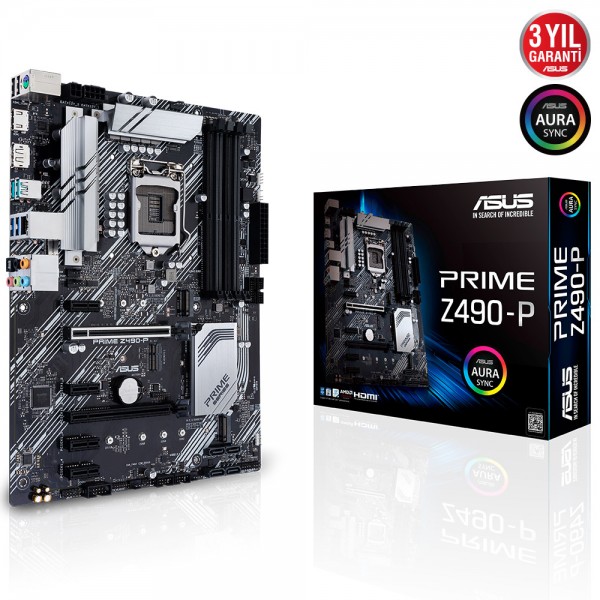 ASUS PRIME Z490-P 4600MHz(OC) DDR4 Soket 1200 M.2 DP HDMI ATX Anakart 1