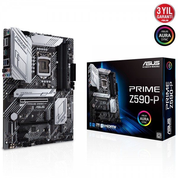 Asus Prime Z590-P Intel Z590 Soket 1200 DDR4 5133(OC)MHz ATX Gaming Anakart