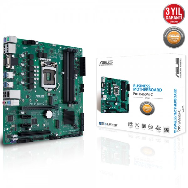 Asus Pro B460M-C/CSM Intel B460 LGA 1200 DDR4 2933 MHz mATX Anakart 1