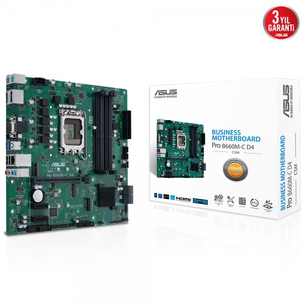 ASUS PRO B660M-C D4-CSM DDR4 5000MHz(OC) SOKET 1700 M.2 HDMI DP D-Sub mATX ANAKART