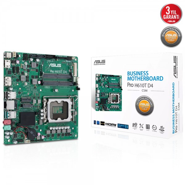 ASUS Pro H610T D4-CSM Intel H610 3200MHz LGA 1700 mini ITX Anakart