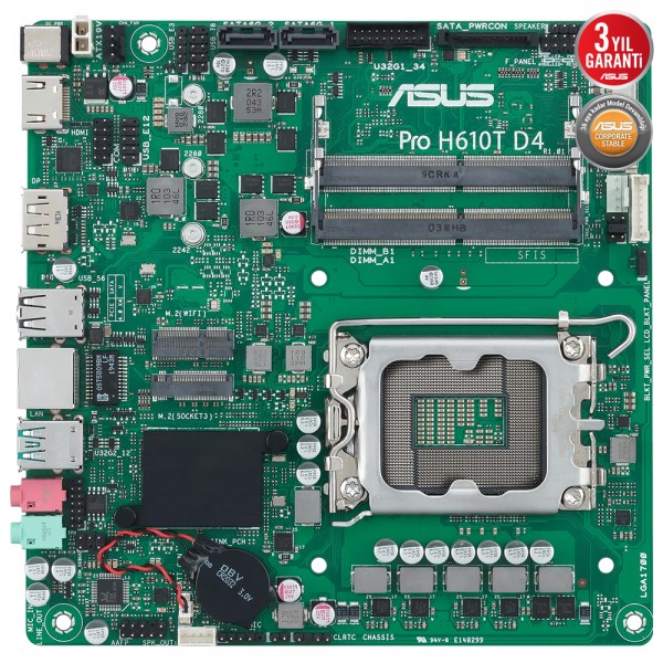 ASUS Pro H610T D4-CSM Intel H610 3200MHz LGA 1700 mini ITX Anakart 3