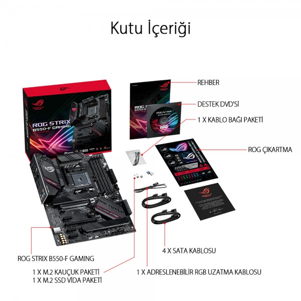 Asus ROG Strix B550-F Gaming AMD B550 4600 MHz DDR4 Soket AM4 ATX Anakart 5