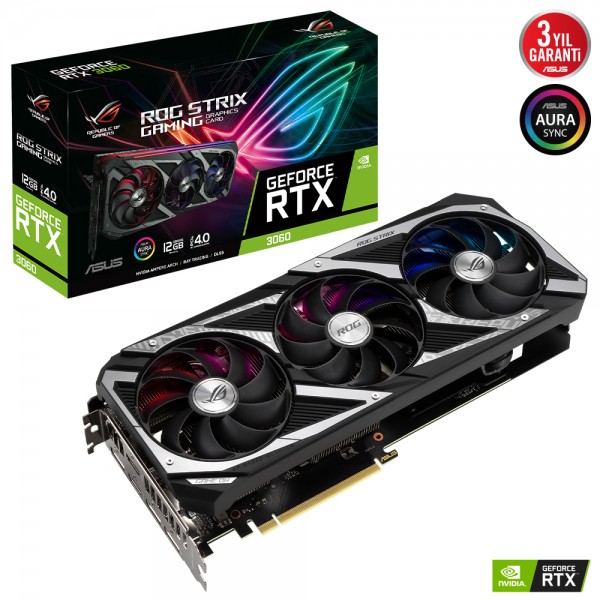 Asus ROG STRIX GeForce RTX 3060 ROG-STRIX-RTX3060-12G-GAMING 12GB GDDR6 192Bit DX12 Gaming Ekran Kartı 1