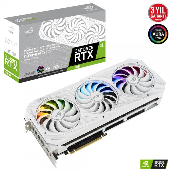 Asus ROG Strix GeForce RTX 3090 OC White ROG-STRIX-RTX3090-O24G-WHITE 24GB GDDR6X 384Bit DX12 Gaming Ekran Kartı 1