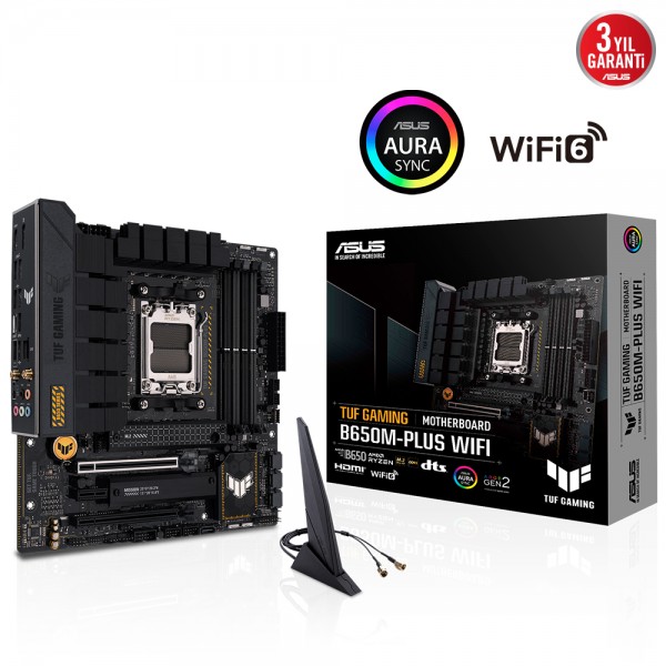 ASUS TUF GAMING B650M-PLUS WIFI 6400MHz AMD B650 Soket AM5 mATX Anakart 1