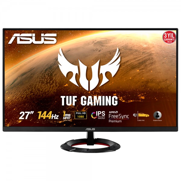 ASUS TUF Gaming VG279Q1R 27" 1ms 144Hz FreeSync Premium IPS Full HD Gaming Monitör Outlet Pikselli Ürün Outlet Pikselli Ürün 2yıl garanti