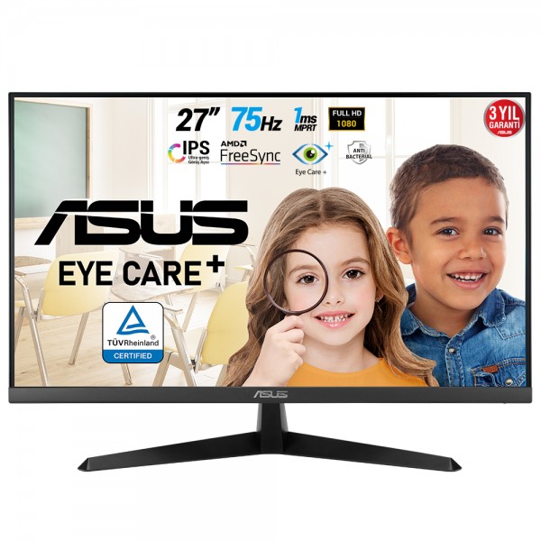 ASUS VY279HE 27" 75Hz 1ms FreeSync IPS Full HD Eye Care Plus Monitör Outlet Pikselli Ürün Outlet Pikselli Ürün 2yıl garanti