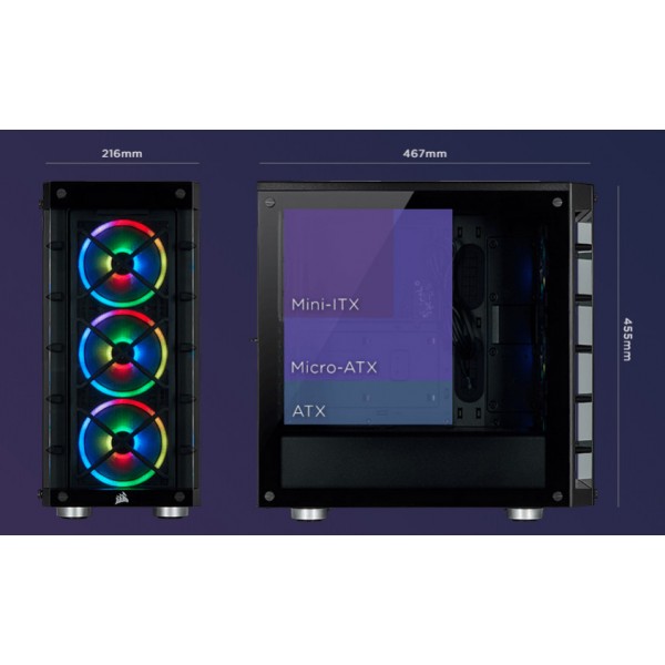 Corsair iCUE 465X MidTower RGB ATX Smart Kasa CC-9011188-WW 2