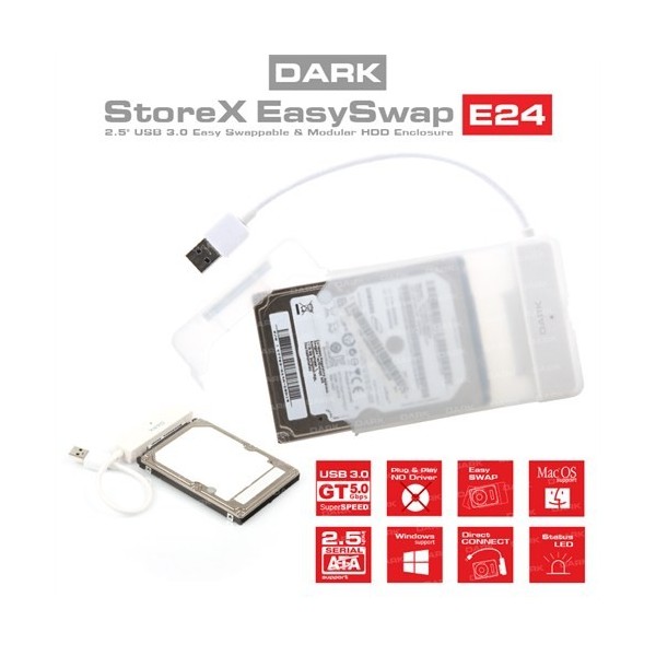 Dark Storex E24 2.5" USB 3.0 Şeffaf SATA Disk Kutusu (DK-AC-DSE24U3)