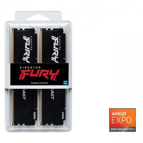 Kingston Fury Beast KF552C36BBEK2/32 32GB (2x16GB) DDR5 5200MHz CL36 Siyah Gaming Ram (Bellek) 5