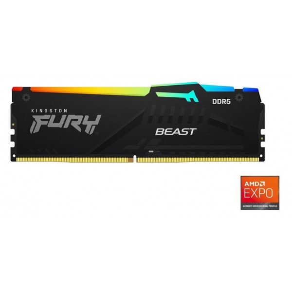 Kingston Fury Beast RGB KF552C36BBEA/16 16GB (1x16GB) DDR5 5200MHz CL36 Siyah Gaming Ram (Bellek)