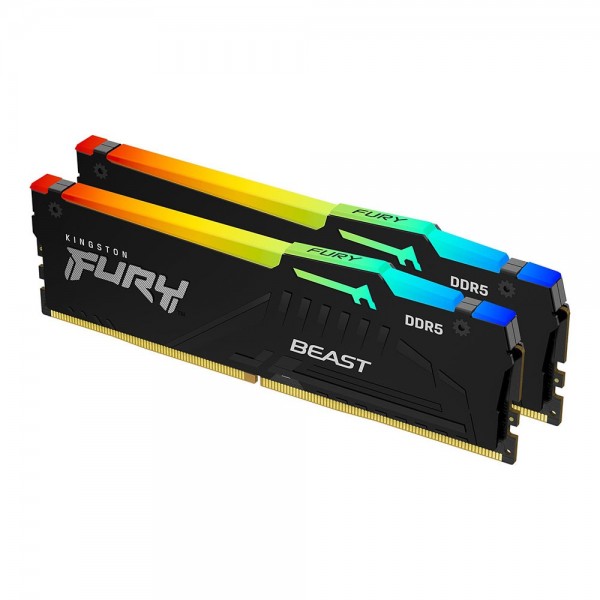Kingston Fury Beast RGB KF552C36BBEAK2/32 32GB (2x16GB) DDR5 5200MHz CL36 Siyah Gaming Ram (Bellek)