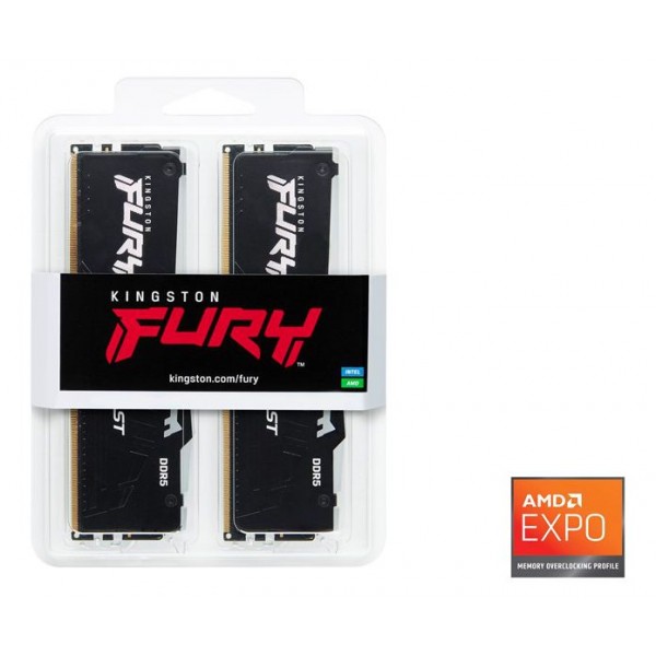 Kingston Fury Beast RGB KF560C36BBEAK2/32 32GB (2x16GB) DDR5 6000MHz CL36 Siyah Gaming Ram (Bellek) 5