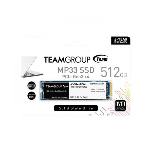 Team MP33 512GB 1700/1400MB/s NVMe PCIe M.2 SSD Disk 1