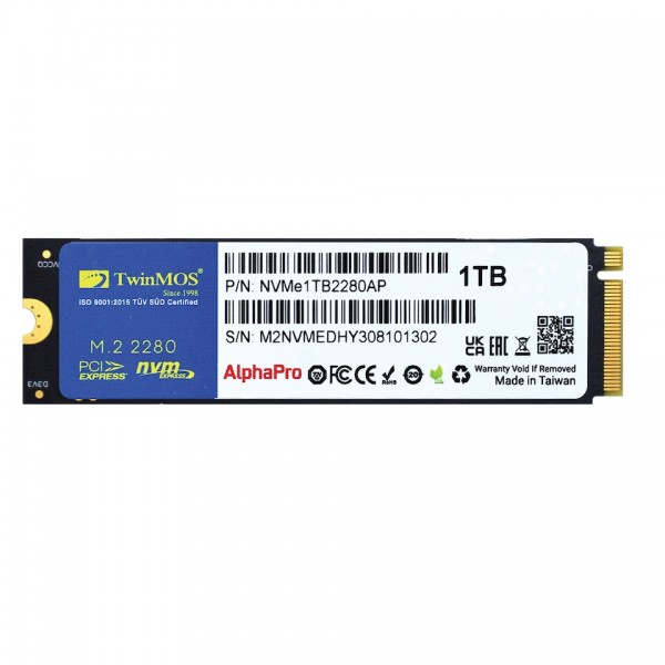 TwinMOS 1TB M.2 PCIe Gen3 NVMe SSD (3600-3250Mb/s) TLC 3DNAND 1
