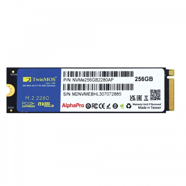 TwinMOS 256GB M.2 PCIe Gen3 NVMe SSD (3600-3250Mb/s) TLC 3DNAND 1