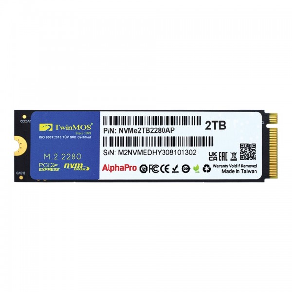 TwinMOS 2TB M.2 PCIe Gen3 NVMe SSD (3600-3250Mb/s) TLC 3DNAND 1