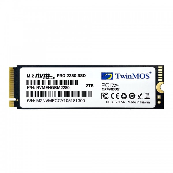 TwinMOS 2TB M.2 PCIe NVMe Pro SSD (3500Mb-3080Mb/s) 3D NAND 2