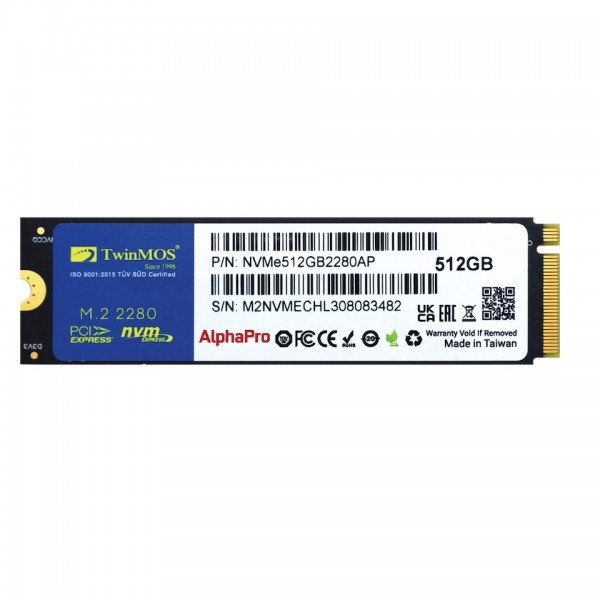 TwinMOS 512GB M.2 PCIe Gen3 NVMe SSD (3600-3250Mb/s) TLC 3DNAND