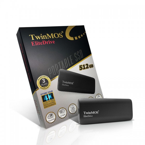 TwinMOS 512GB Taşınabilir External SSD USB 3.2/Type-C (Dark Grey) 3