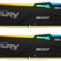 Kingston Fury Beast RGB KF560C36BBEAK2/32 32GB (2x16GB) DDR5 6000MHz CL36 Siyah Gaming Ram (Bellek) 1